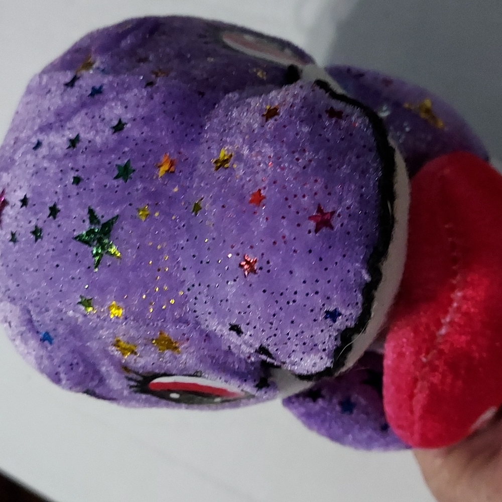 Dolphin with Stars Sparkles with hanging loop, purple and white w/Red Heart Love